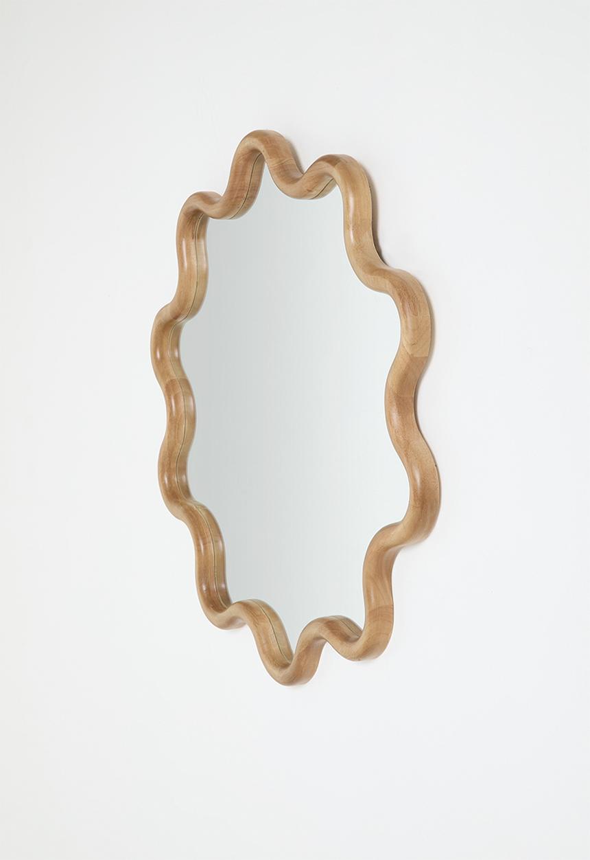 Sixth Floor - Wavy rubberwood mirror - natural