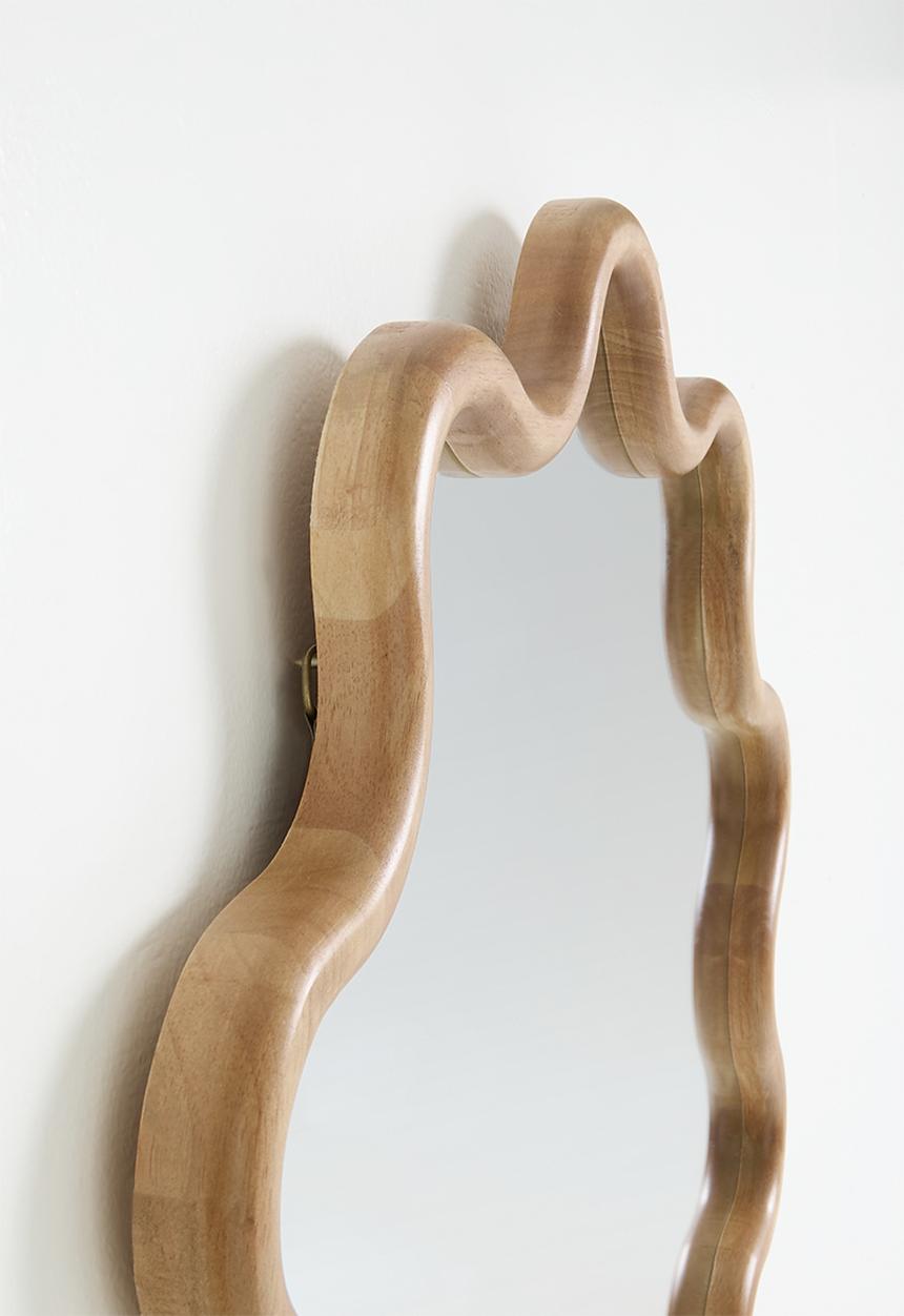 Sixth Floor - Wavy rubberwood mirror - natural