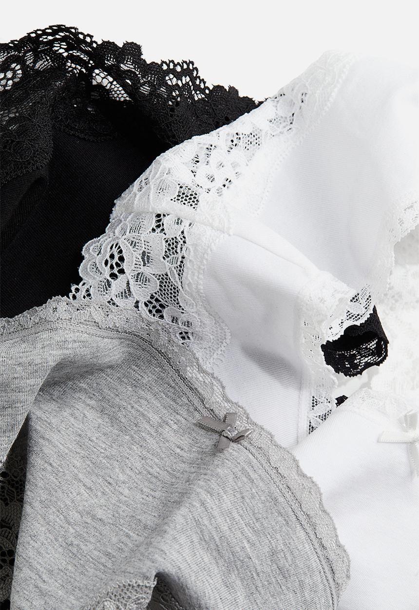 H&M - 3 pack lace-trimmed hipster briefs - multi