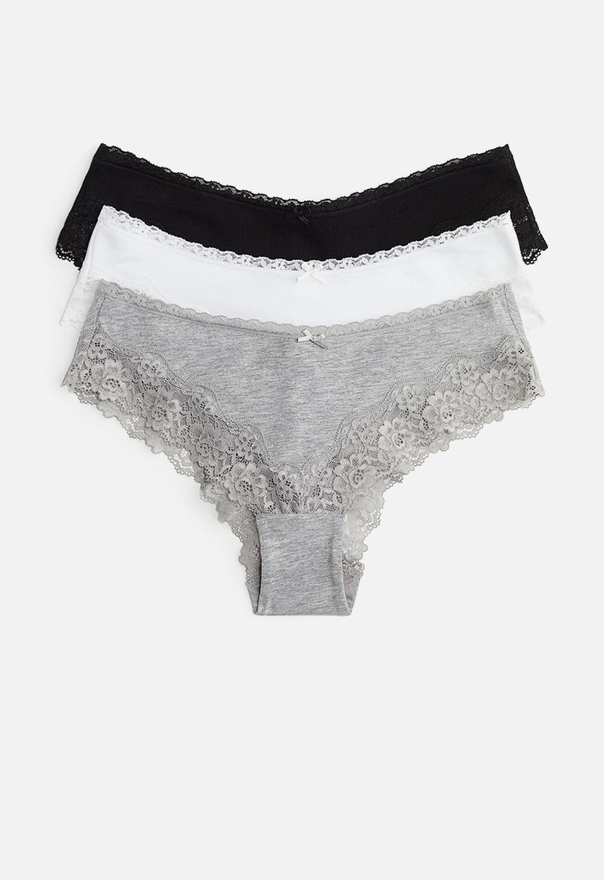 H&M - 3 pack lace-trimmed hipster briefs - multi