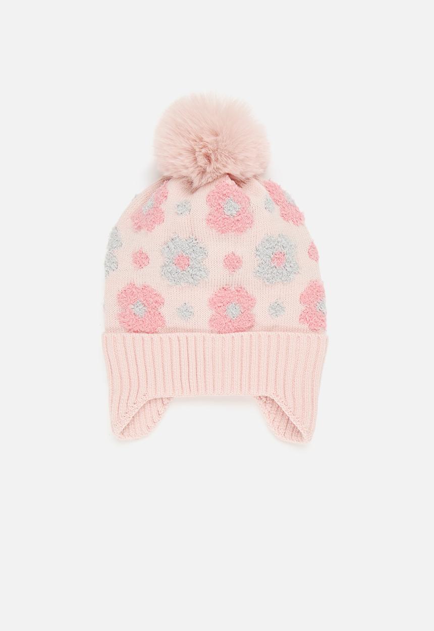 Pop Candy - Floral pom beanie - pink