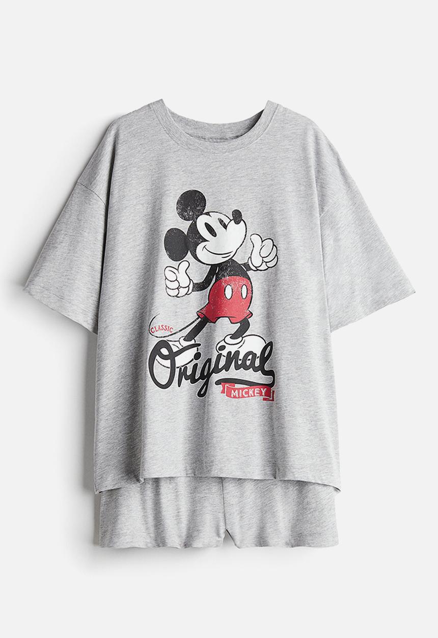 H&M - Printed pyjamas - light grey marl mickey mouse