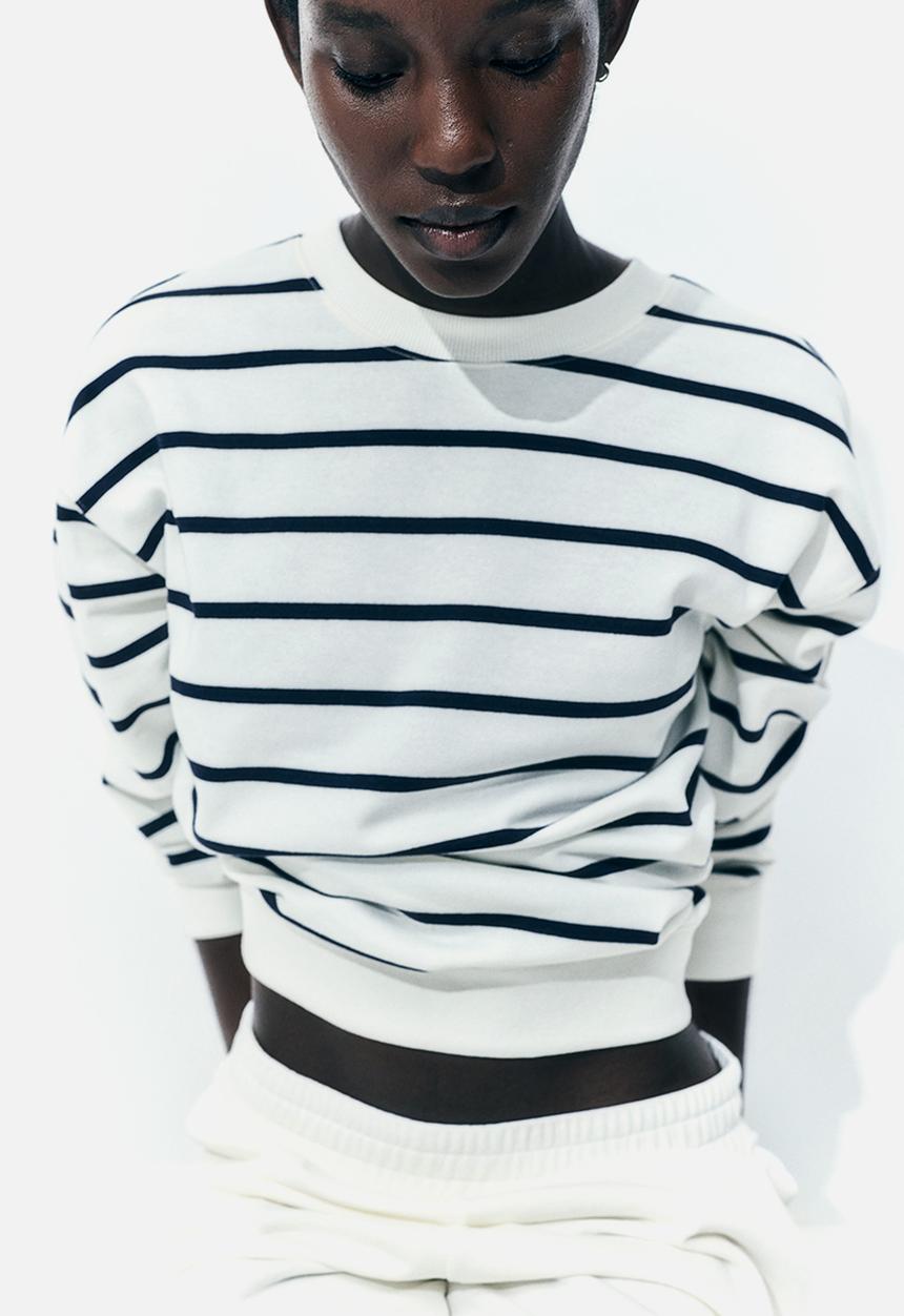 H&M - Sweatshirt - white & navy blue striped
