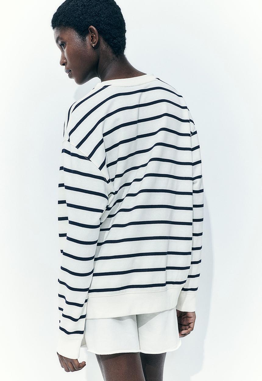 H&M - Sweatshirt - white & navy blue striped