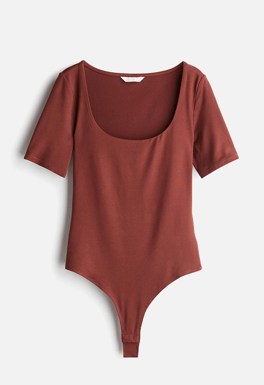 H&M - Short-sleeved thong body - rust red