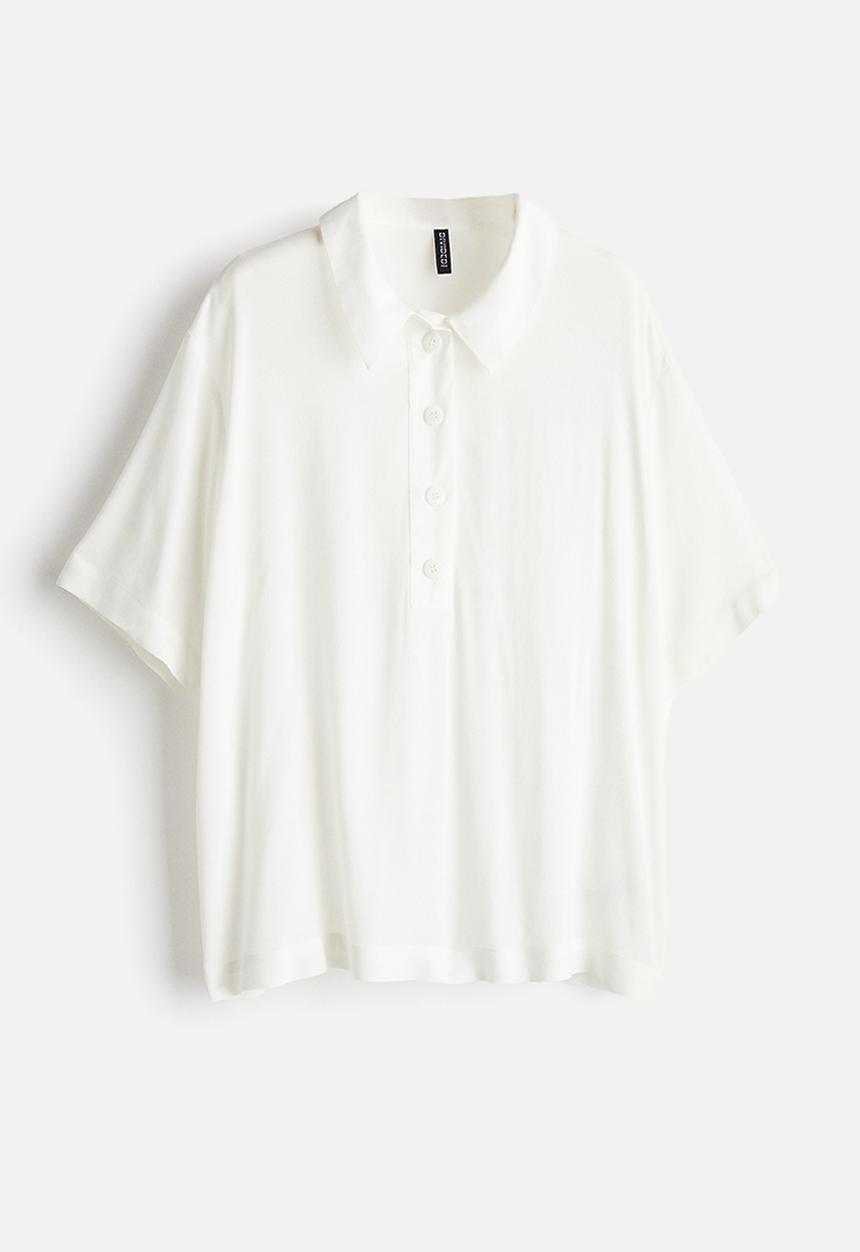 H&M - Sheer crêpe polo shirt - cream
