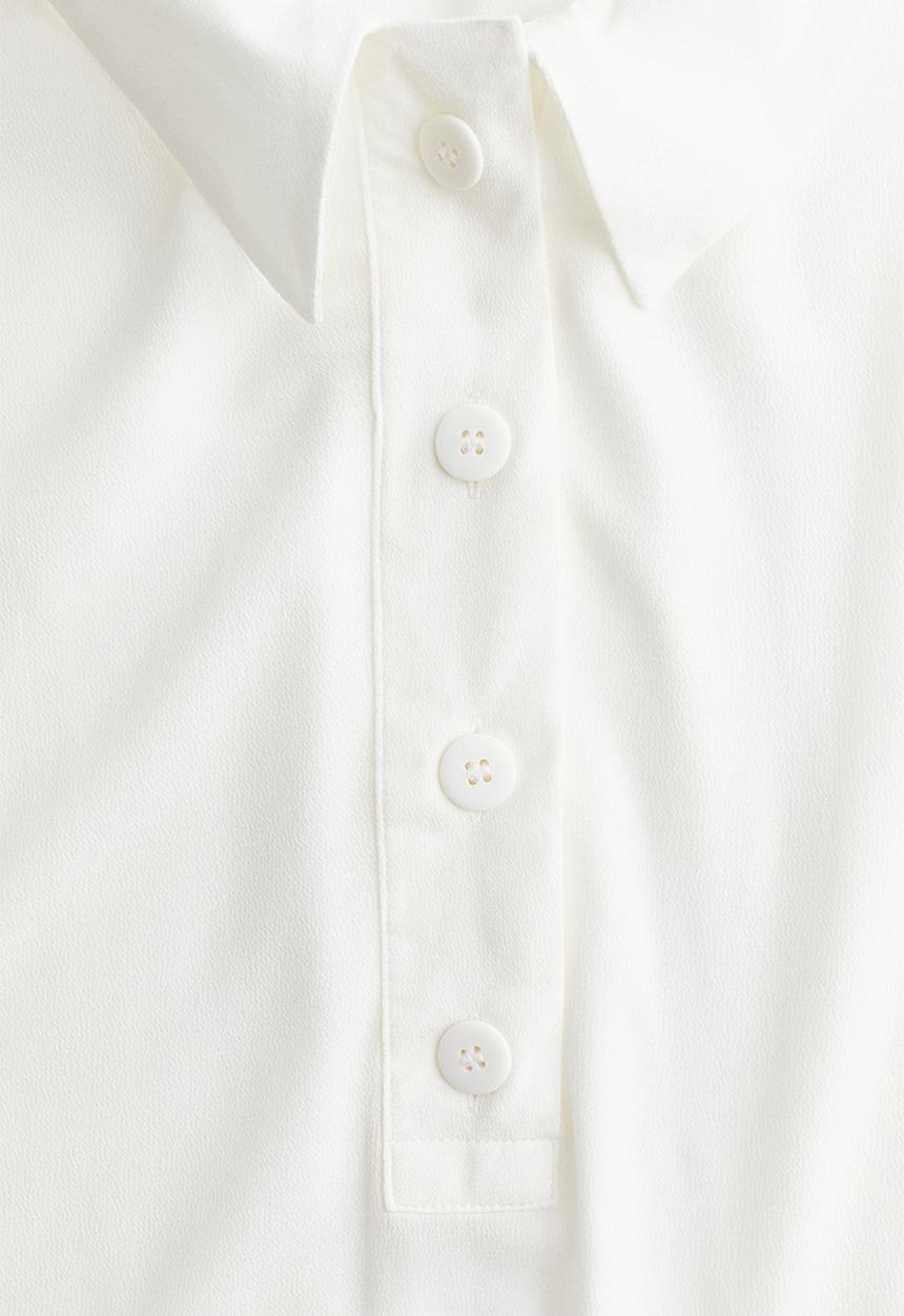 H&M - Sheer crêpe polo shirt - cream