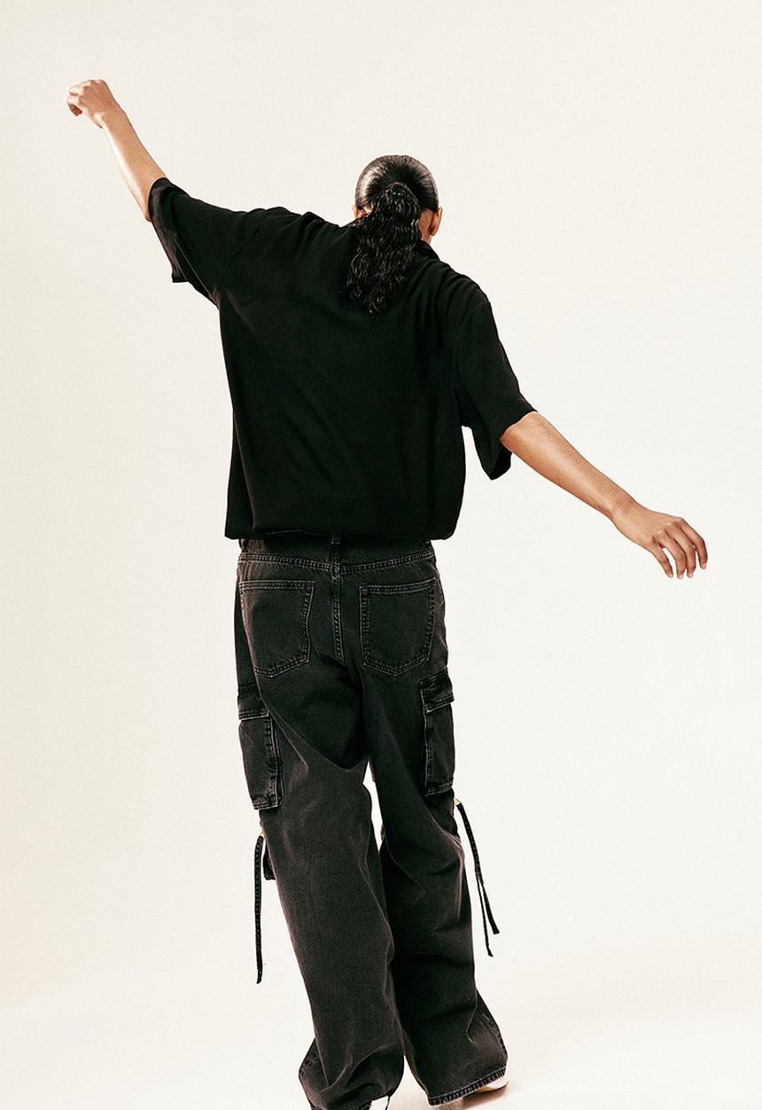H&M - Sheer crêpe polo shirt - black