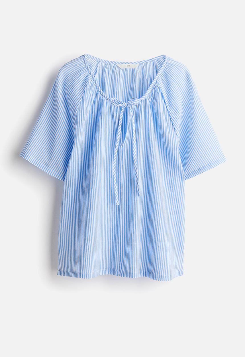 H&M - Raglan-sleeved blouse - blue & striped