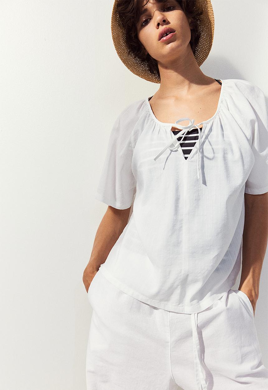 H&M - Raglan-sleeved blouse - white