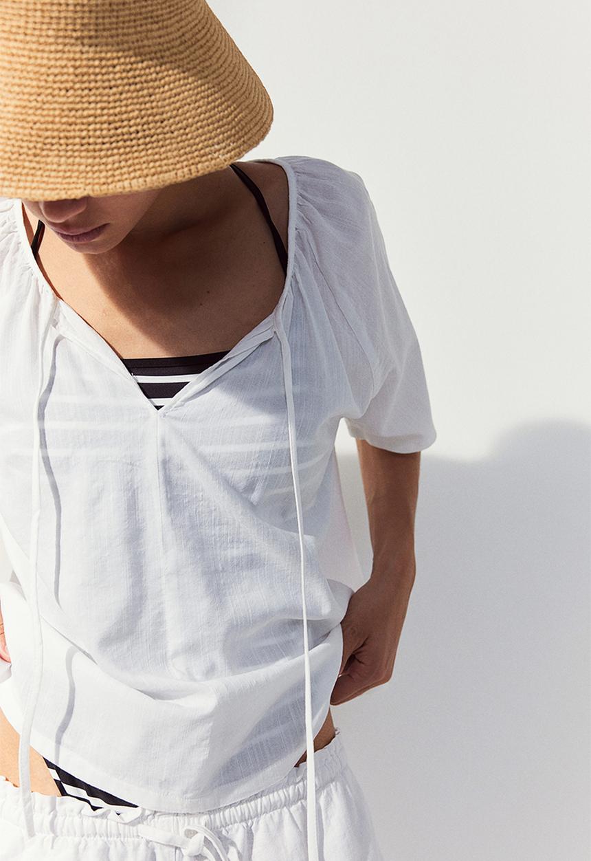 H&M - Raglan-sleeved blouse - white
