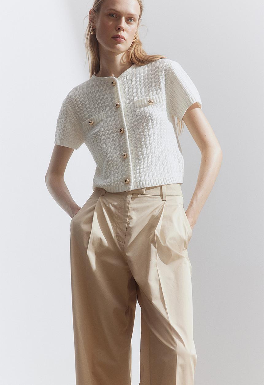 H&M - Structured-knit cardigan - cream