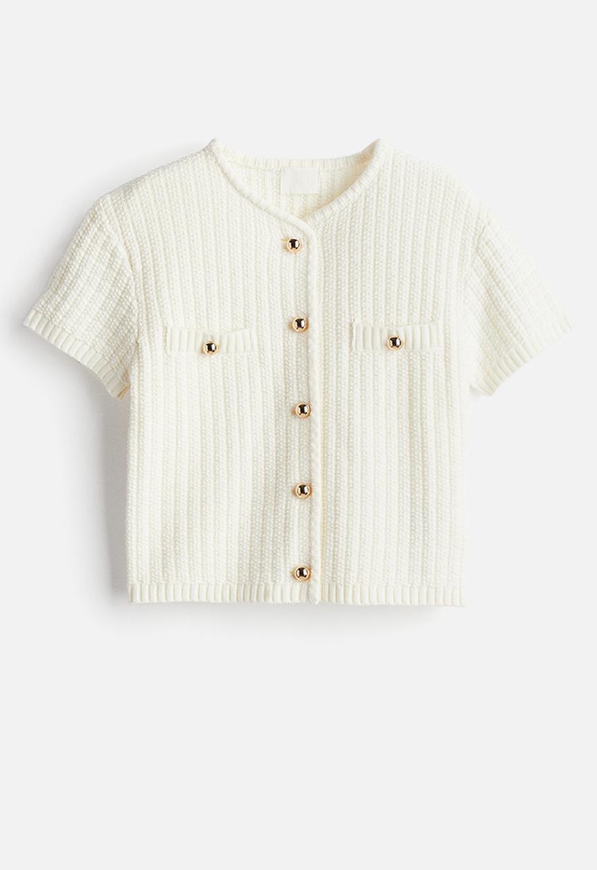 H&M - Structured-knit cardigan - cream