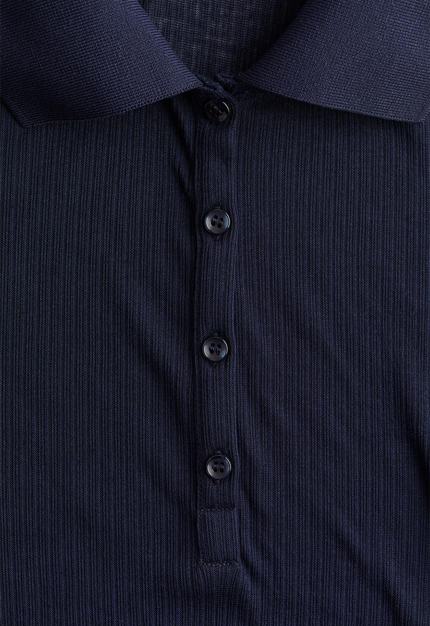 H&M - Ribbed polo shirt - navy blue