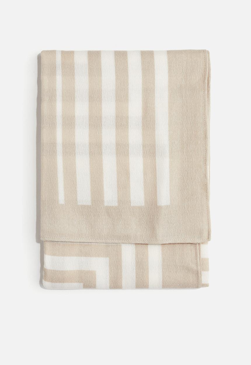 H&M - Patterned scarf - beige/cream