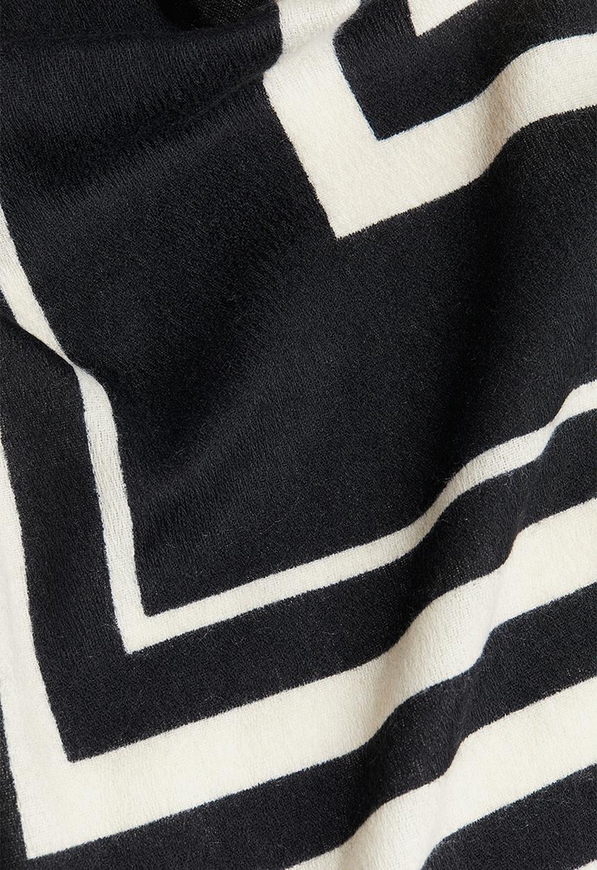 H&M - Patterned scarf - black/light beige 