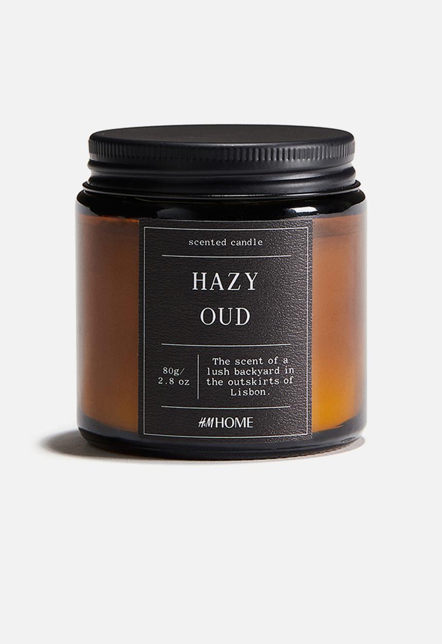 H&M - Small scented candle in glass holder - black/hazy oud