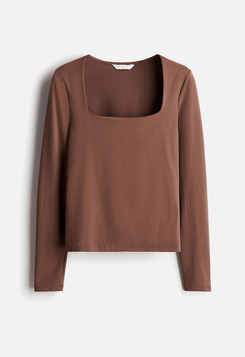 H&M - Long-sleeved jersey top - brown