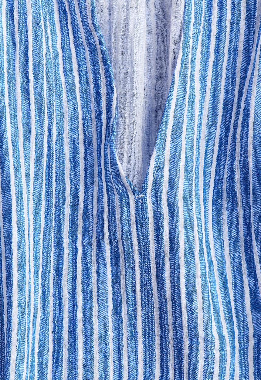 H&M - Frill-trimmed cotton blouse - blue striped