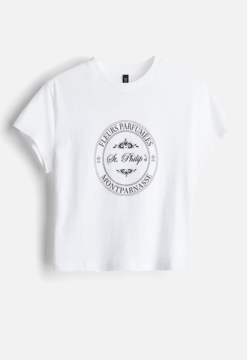 H&M - Printed t-shirt - white fleurs parfumées