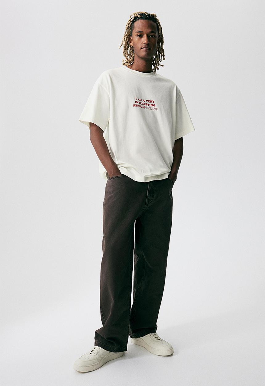 H&M - Loose fit printed T-shirt - cream/online