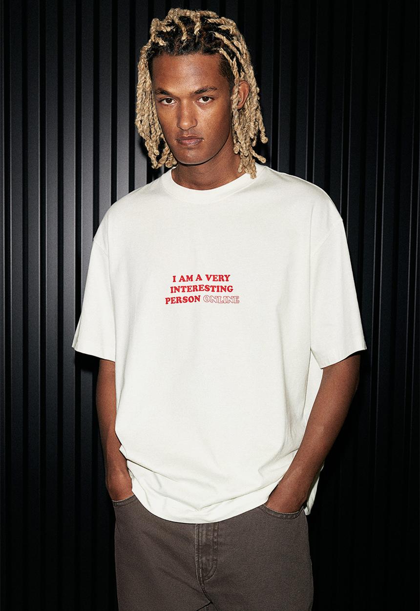 H&M - Loose fit printed T-shirt - cream/online