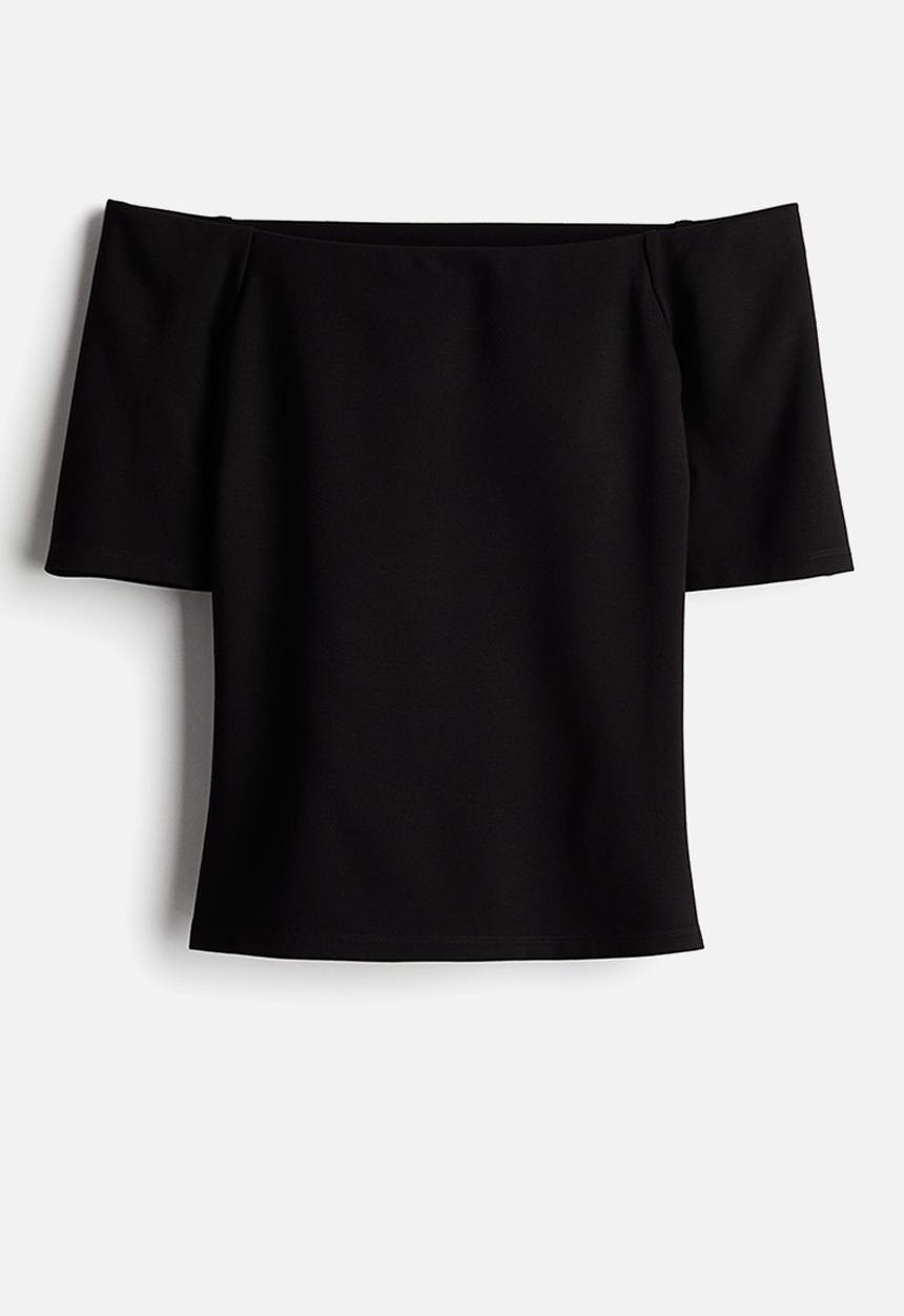 H&M - Off-the-shoulder jersey top - black