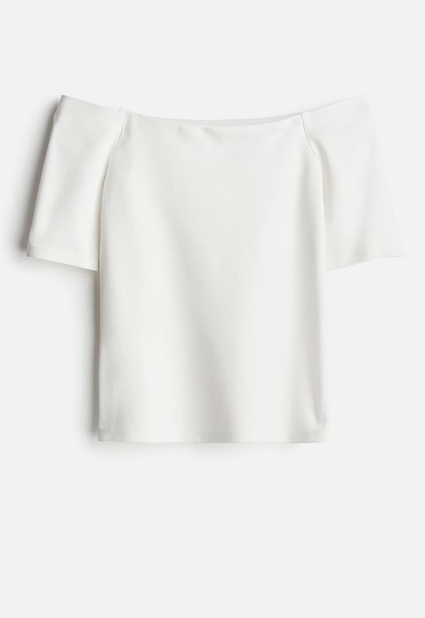 H&M - Off-the-shoulder jersey top - white