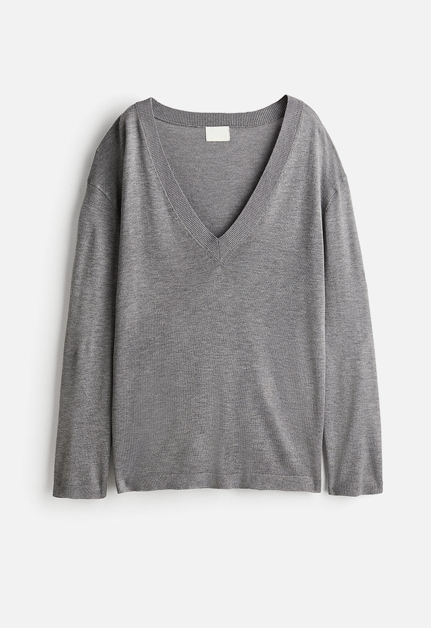 H&M - V-neck jumper - grey marl 