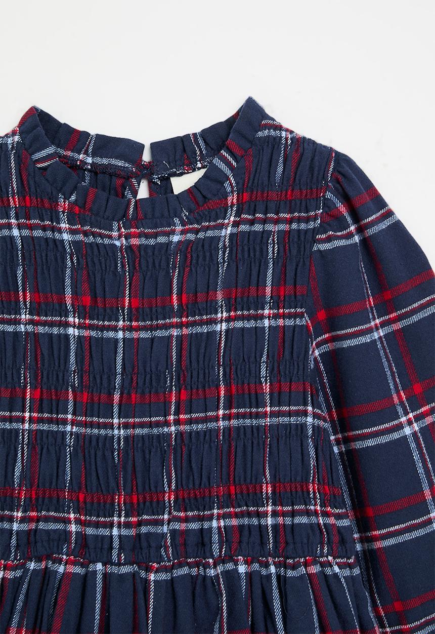 Cotton On - Thea long sleeve dress - in the navy/red check