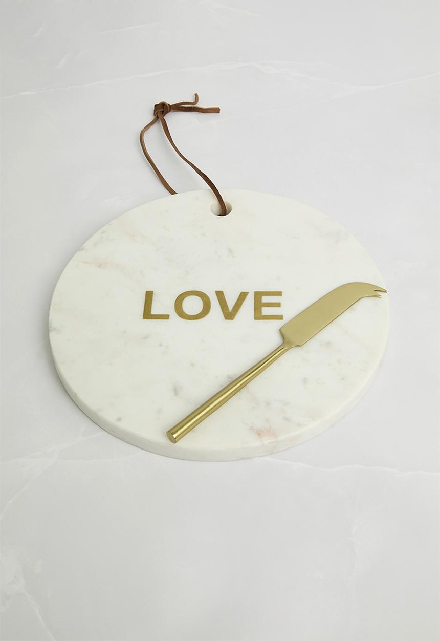 Sixth Floor - Love inlay marble cheese board - white