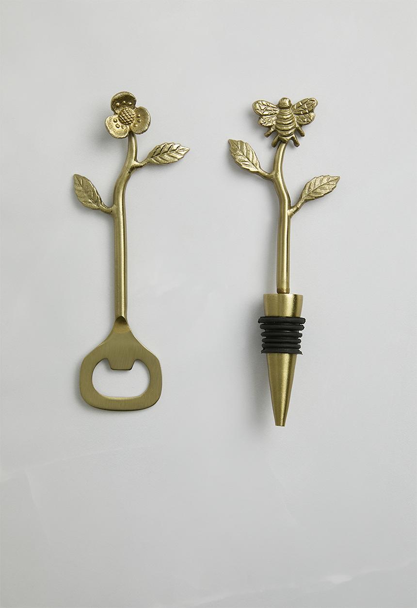 Sixth Floor - Flower bottle opener set of 2 - Gold