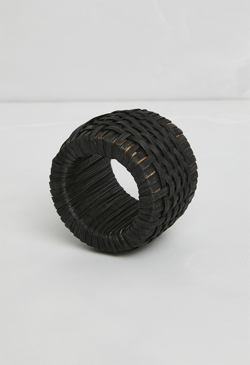 Sixth Floor - Rattan napkin rings set of 4 - Black