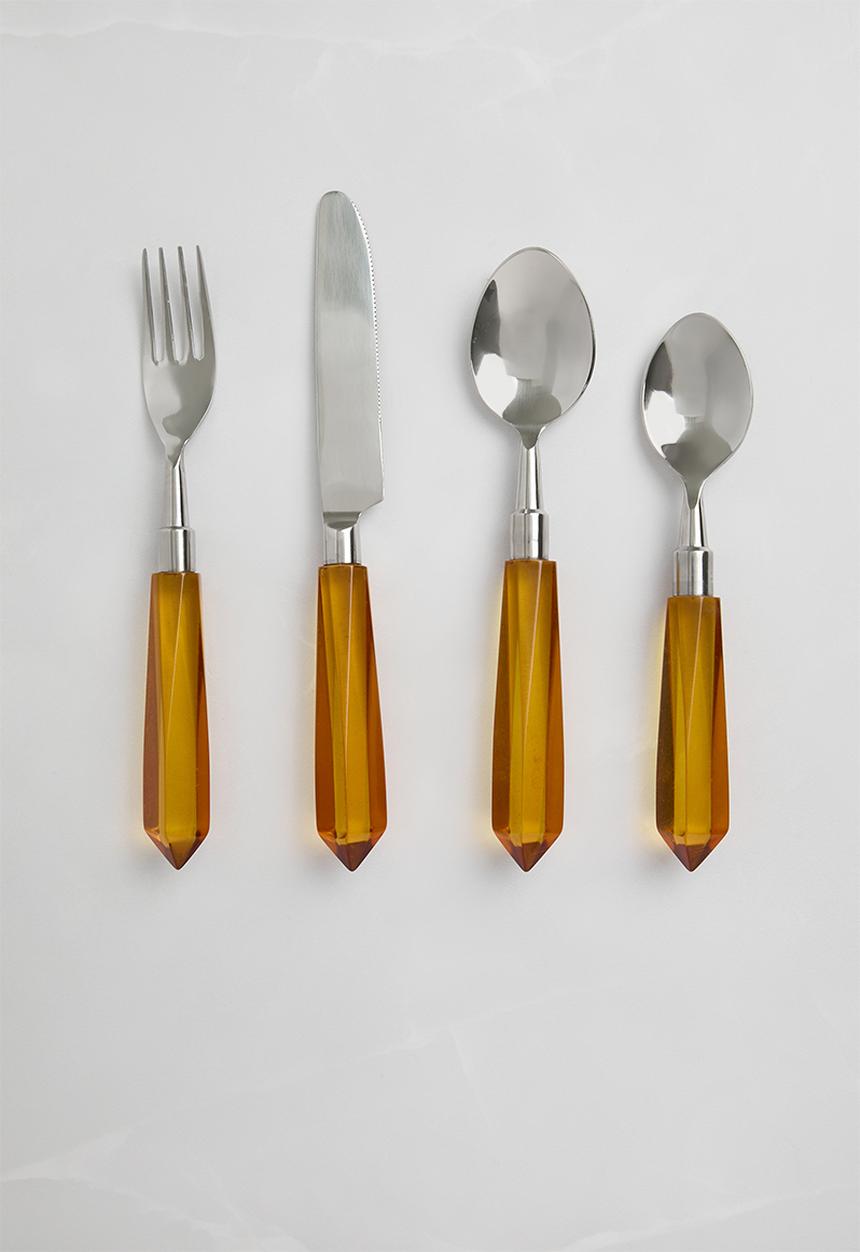 Sixth Floor - Resin cutlery set of 4 - Amber