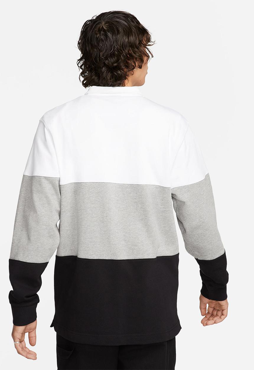 Nike - Nike Club Knit LS Top - White/Dk grey heather/Black/Black