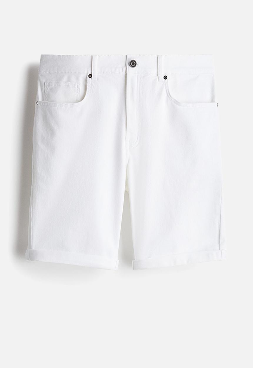 H&M - Slim fit cotton twill shorts - white