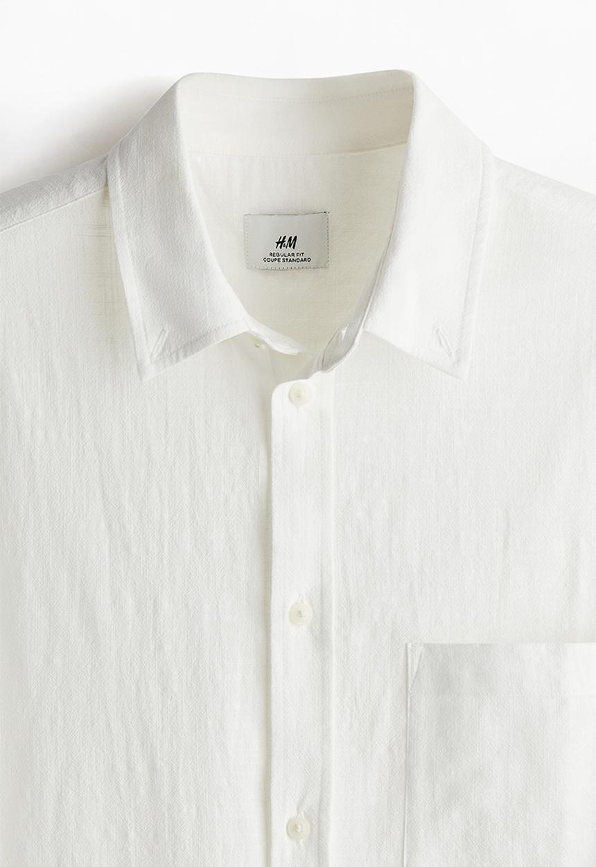 H&M - Regular fit textured shirt - white