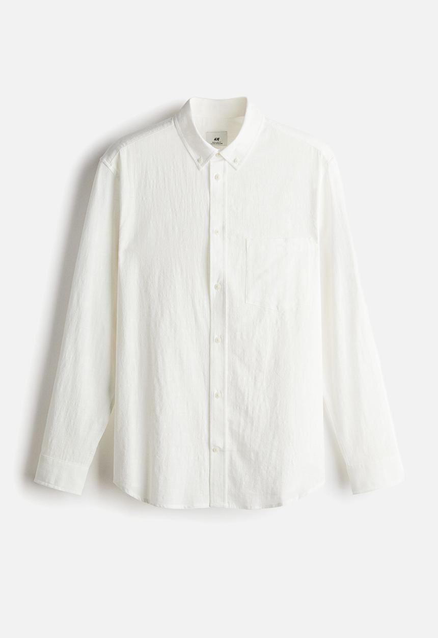 H&M - Regular fit textured shirt - white
