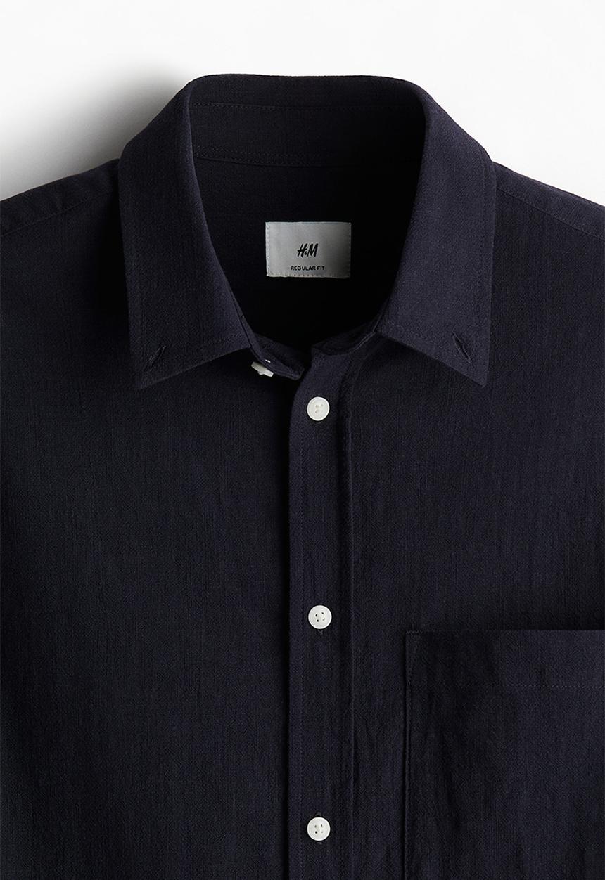 H&M - Regular fit textured shirt - navy blue