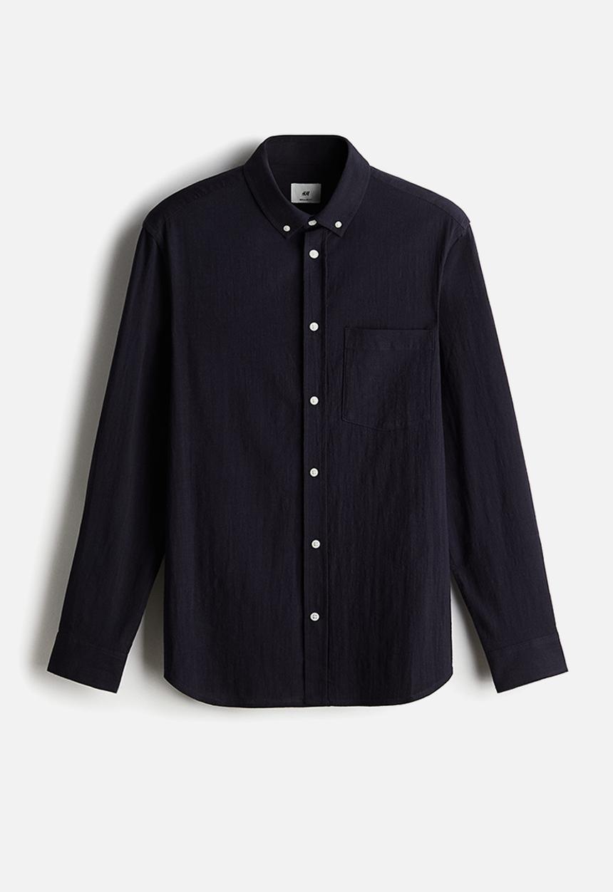 H&M - Regular fit textured shirt - navy blue