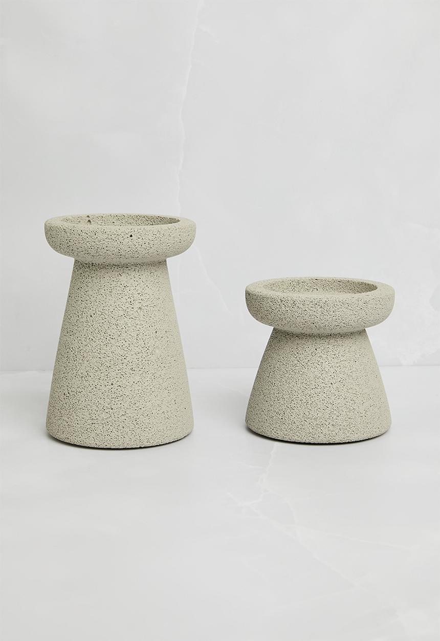 Sixth Floor - Textured Candle holder set of 2 - natural