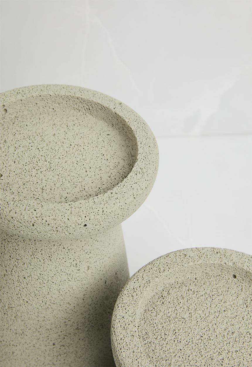 Sixth Floor - Textured Candle holder set of 2 - natural