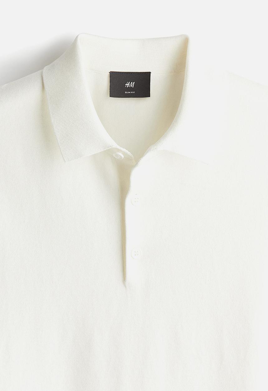 H&M - Slim fit polo shirt - white