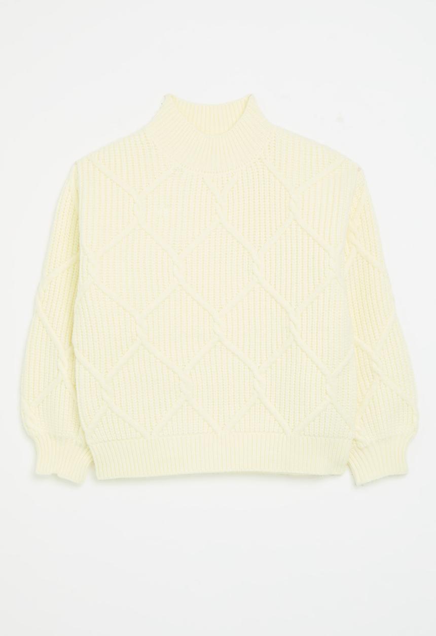 Pop Candy - Knitted polo neck jersey - cream
