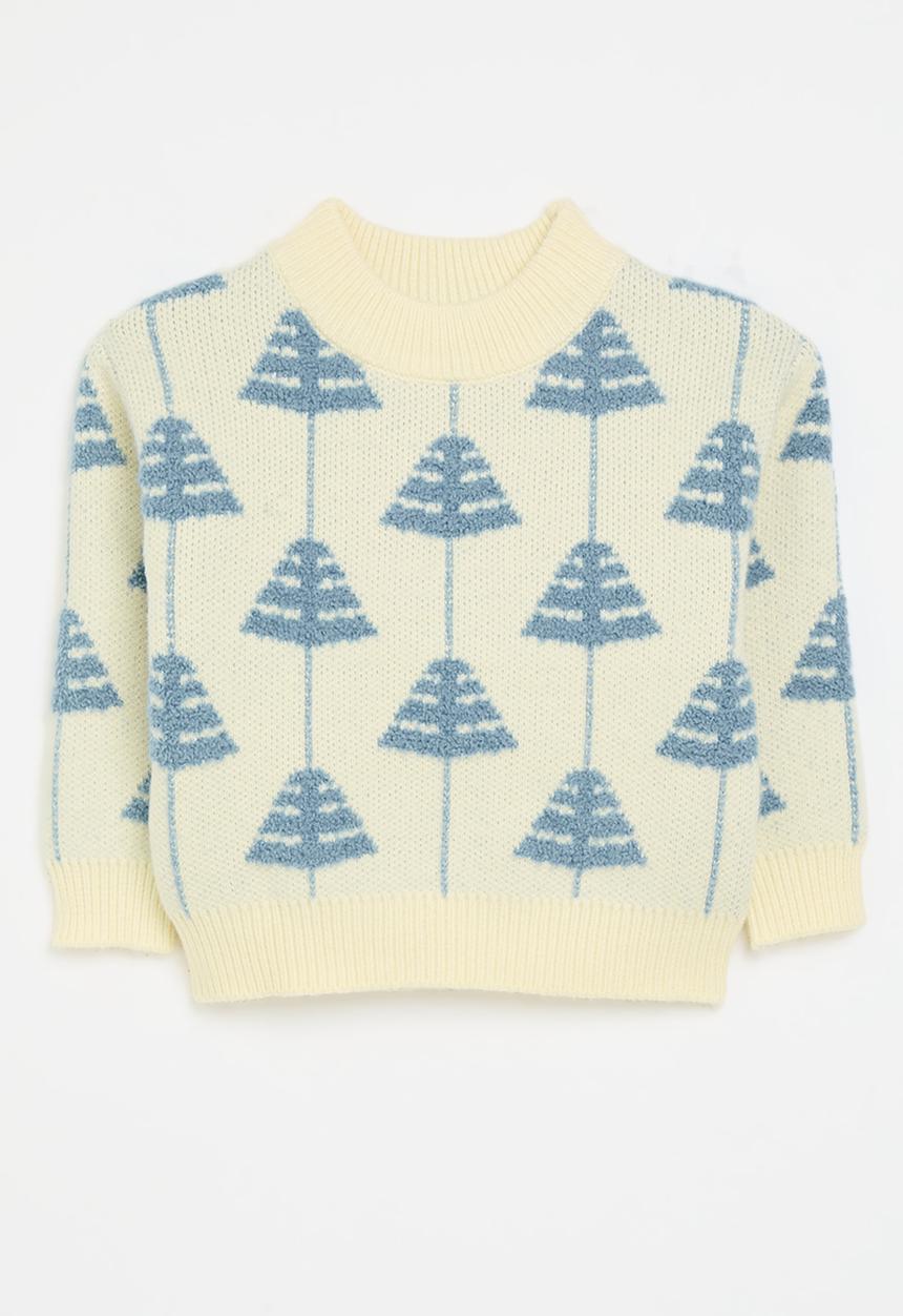 Pop Candy - Knitted jersery - ecru & blue