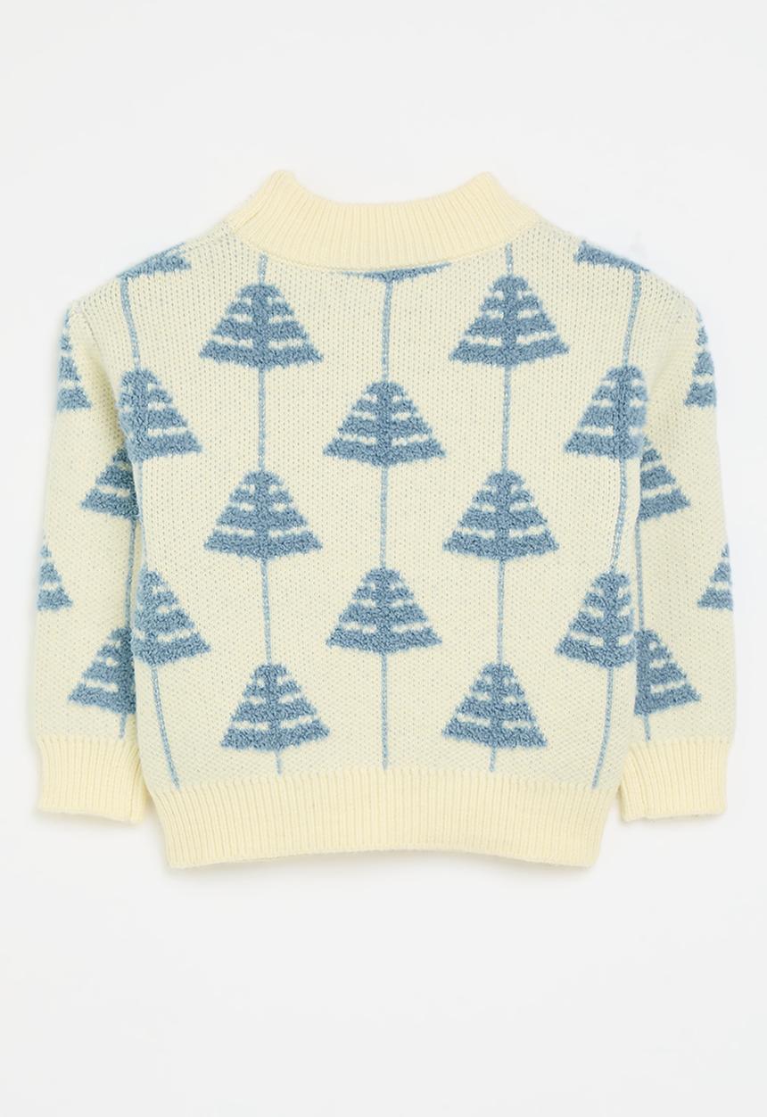 Pop Candy - Knitted jersery - ecru & blue
