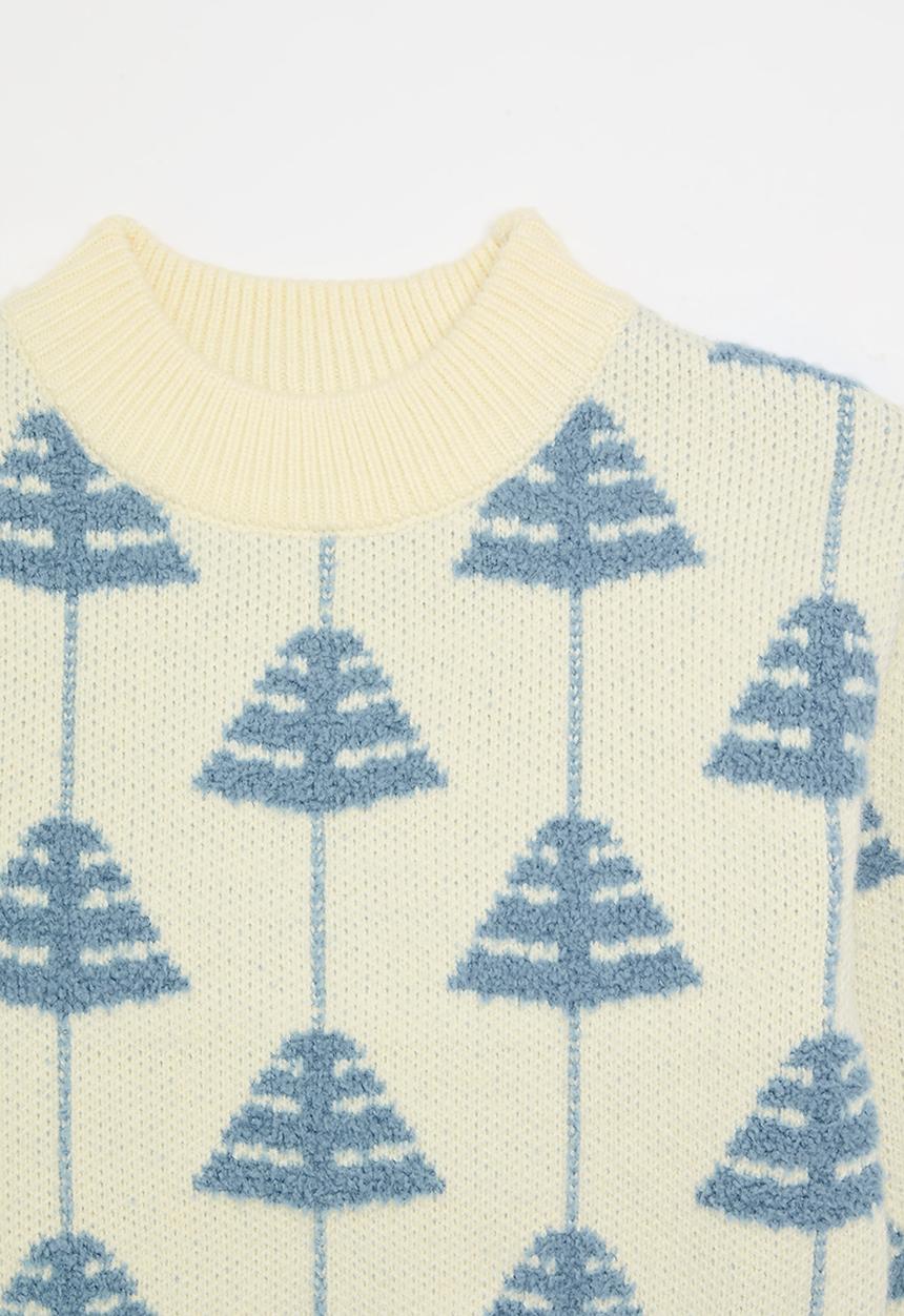 Pop Candy - Knitted jersery - ecru & blue