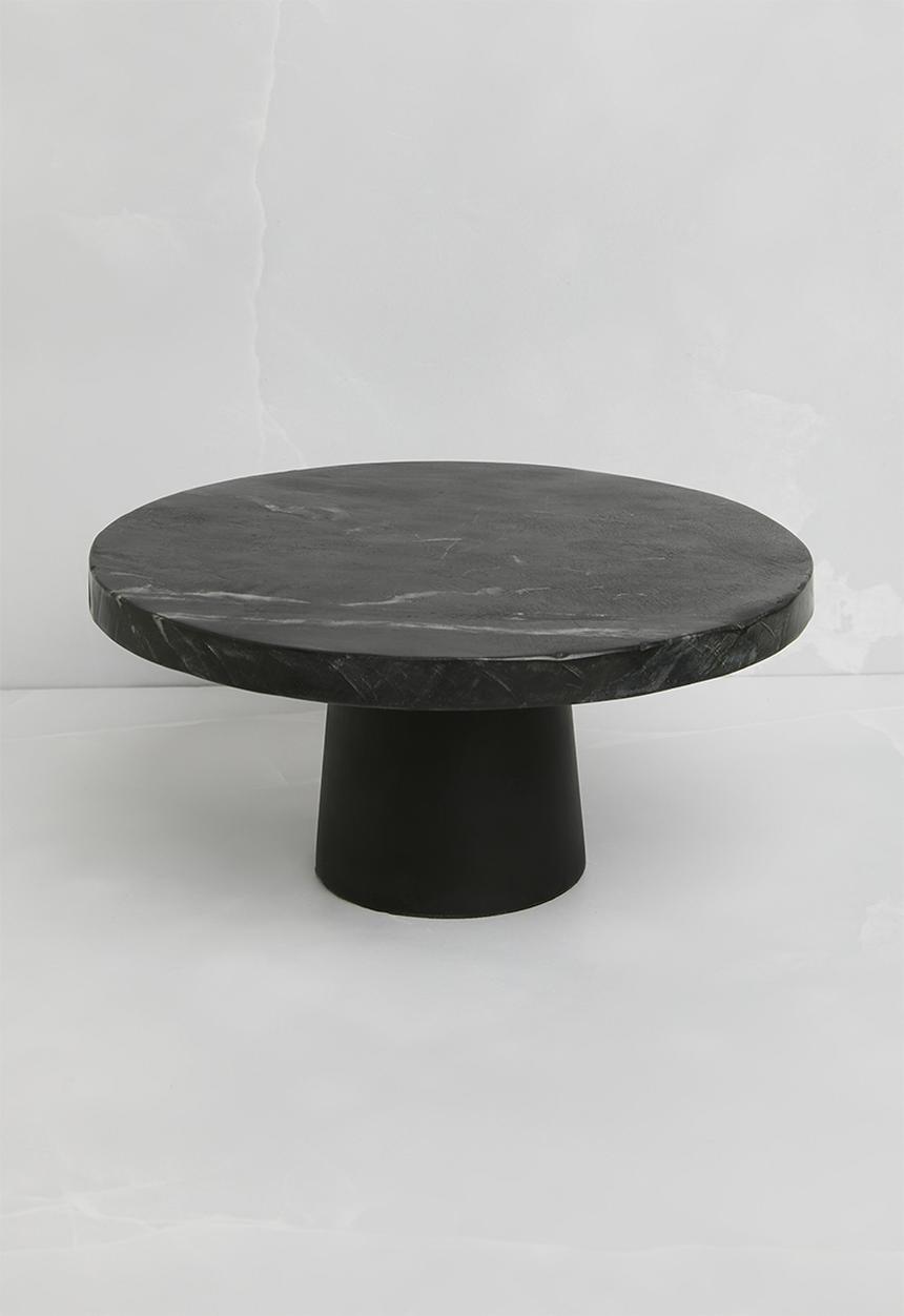 Sixth Floor - Luno wood & marble cake stand - black