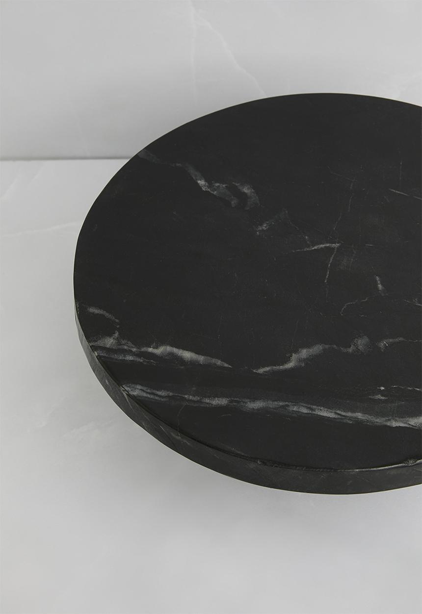Sixth Floor - Luno wood & marble cake stand - black