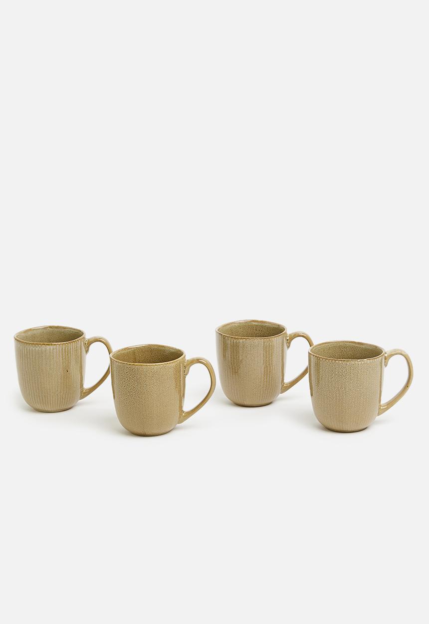 Excellent Houseware - Haze 350ml mug set of 4 - taupe